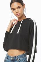 Forever21 Striped-trim Hooded Crop Top