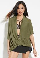 Forever21 Women's  Olive Drapey Surplice Top