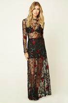 Forever21 Women's  Floral Embroidered Maxi Skirt
