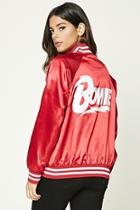Forever21 Women's  Bowie Satin Bomber Jacket
