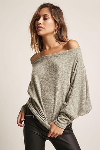 Forever21 Marled Brushed-knit Dolman Top