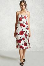 Forever21 Satin Rose Print Slip Dress
