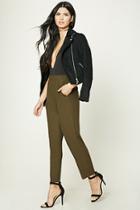 Forever21 Women's  Olive Pleated High-waisted Pants