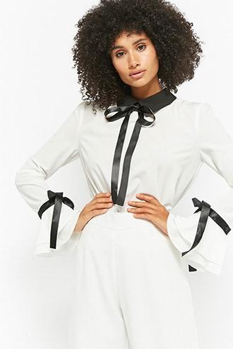 Forever21 Contrast-trim Ruffle Top