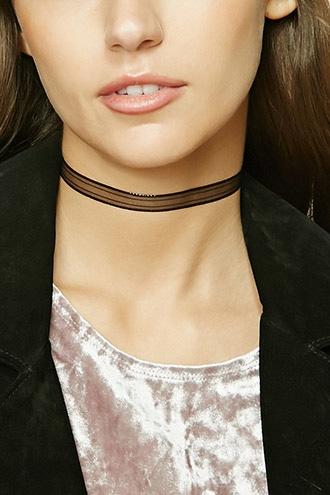 Forever21 Black Mesh Ribbon Choker