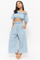 Forever21 Denim Crop Top & Culotte Pants Set