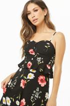 Forever21 Floral Button-front Crop Cami