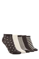 Forever21 Women's  Charcoal & Cream Classic Pattern Ankle Sock Set