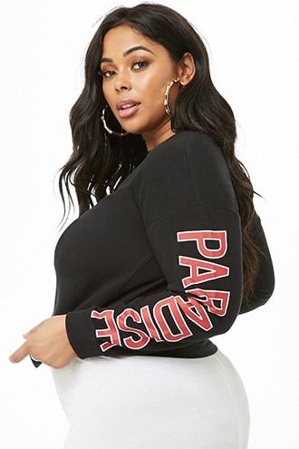 Forever21 Plus Size French Terry Paradise Graphic Top