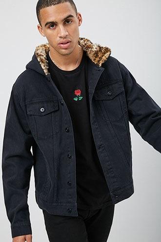 Forever21 Hooded Faux Fur-lined Denim Jacket