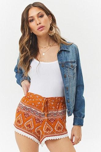 Forever21 Crinkled Paisley Shorts
