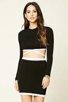 Forever21 Women's  Contrast Strappy Crop Top