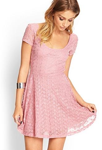 Forever21 Embroidered Floral Skater Dress