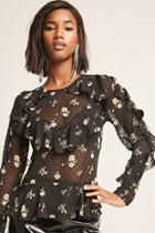 Forever21 Flounce Sheer Floral Print Top