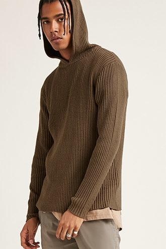 Forever21 Ribbed Knit Hooded Sweater