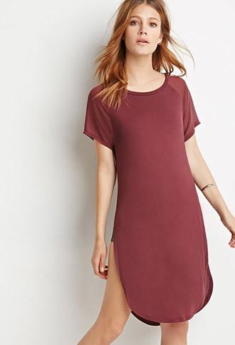 Love21 Women's  Chiffon-sleeve Tunic (burgundy)