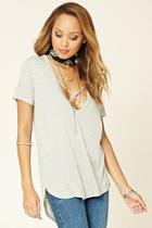 Forever21 Women's  Heather Grey Strappy Scoop Neck Top