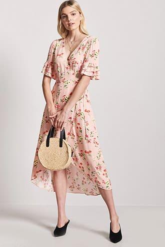Forever21 Ruffle Floral Wrap-front Dress
