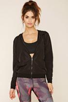 Forever21 Women's  Black Active Perforated Windbreaker