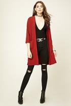 Forever21 Women's  Rust Textured Open-front Duster Coat