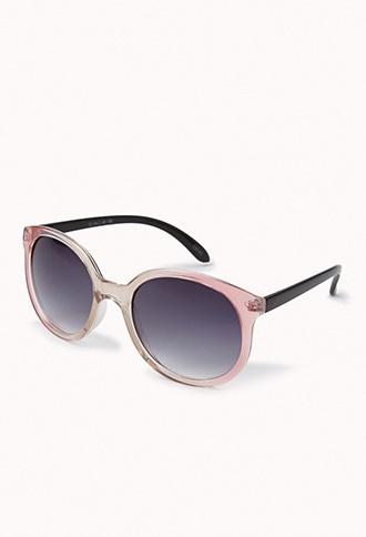 Forever21 Pink & Clear F6731 Ombre Round Sunglasses