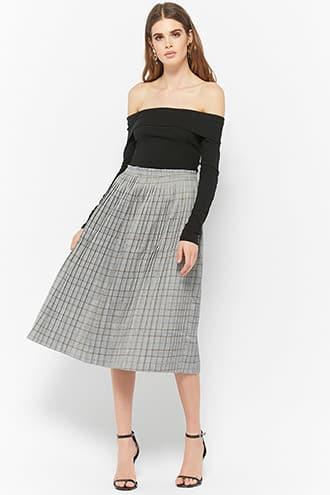 Forever21 Glen Plaid Accordion Pleated Skirt