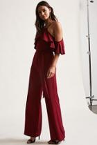 Forever21 Ruffle Open-shoulder Jumpsuit
