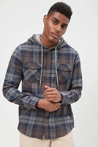 Forever21 Retrofit Hooded Plaid Flannel Shirt
