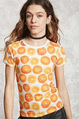 Forever21 Orange Print Tee