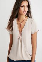Forever21 Women's  Lace-paneled Twist Surplice Top (taupe)