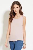 Forever21 Women's  Dusty Pink Lace-paneled Top