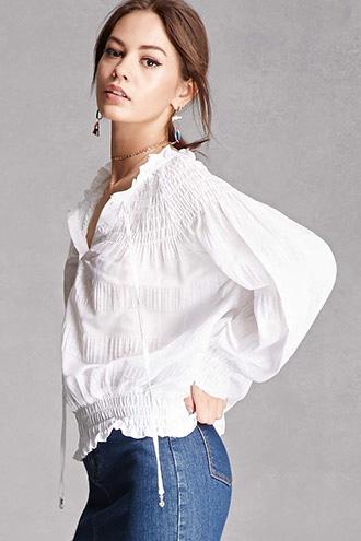 Forever21 Smocked Popover Blouse