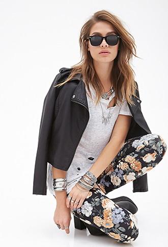 Forever21 Floral Scuba Knit Leggings