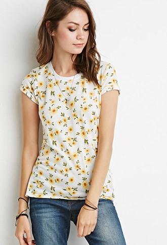 Forever21 Sunflower Print Tee