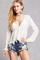 Forever21 Sheer Floral Embroidered Top