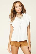 Forever21 Crochet Panel Lace-up Blouse