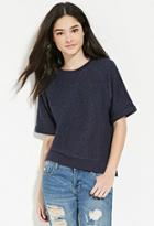 Forever21 Women's  Navy Marled Raglan Top