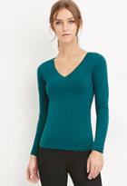 Forever21 Women's  V-neck Top (peacock)