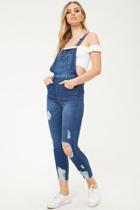 Forever21 Distressed Cropped Overalls