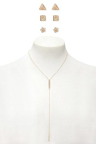 Forever21 Drop Chain Necklace & Earring Set
