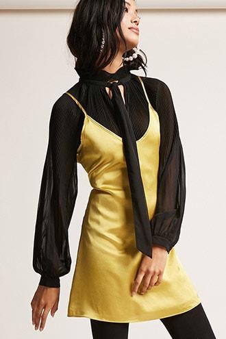 Forever21 Eta Pleated Mock Neck Top