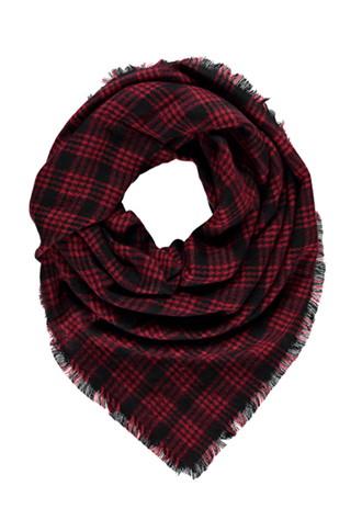Forever21 Frayed Plaid Scarf (red/black)