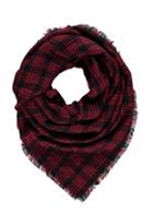 Forever21 Frayed Plaid Scarf (red/black)