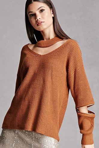 Forever21 Zippered Choker Neck Sweater