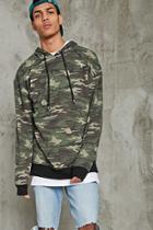 21 Men Men's  Contrast-trim Camo Hoodie