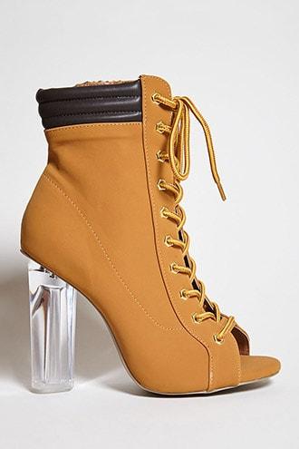 Forever21 Lucite Heel Hiking Boots