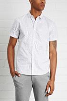 21 Men Men's  White & Black Slim-fit Geo Print Shirt