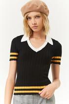 Forever21 Ribbed Sweater-knit Varsity Top