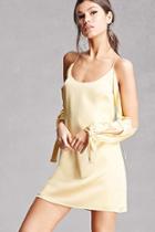 Forever21 Satin Open-shoulder Slip Dress