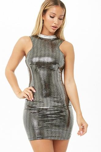 Forever21 Metallic High Neck Dress